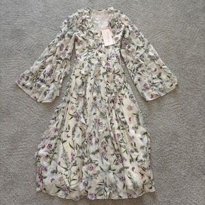 Giambattista Valli x H&M Maxi Dress Womens 0 Ivory Fairy Butterfly Coquette